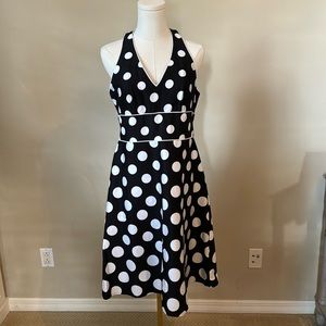 Ann Klein Dress Polka Dot Black and White Dress Size 8